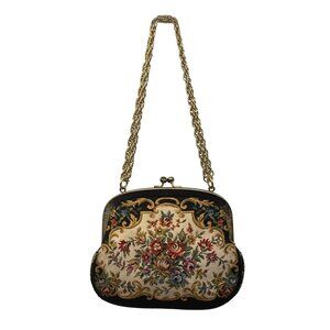 Walborg Women’s Multicolor Floral Needlepoint With Chain Strap Evening Bag